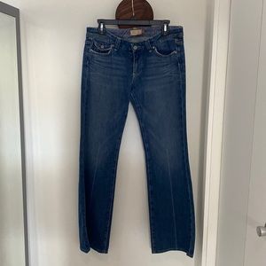 Paige Premium Denim, flare leg low rise with pockets